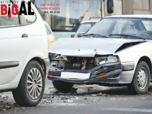 Car crash with front-end damage